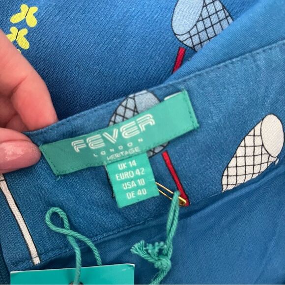 Modcloth Fever London Mariposa Blue Patterned Butterfly Net Printed Skirt US 10 - Picture 7 of 10